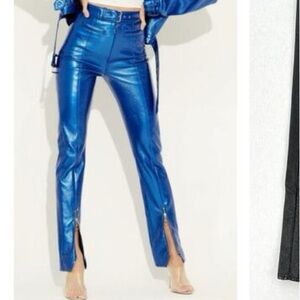 $299 Garbage By Martha Goldschmied Blue Metallic Coated Jeans
